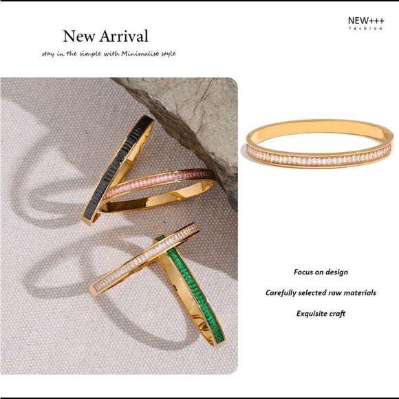 New Sparkly Crystal Layering Bangle Bracelet Choice of Color - Picture 6 of 11